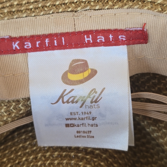 Karfil Hat Woven Sun black trim Vacation Sun Hat - Picture 5 of 7